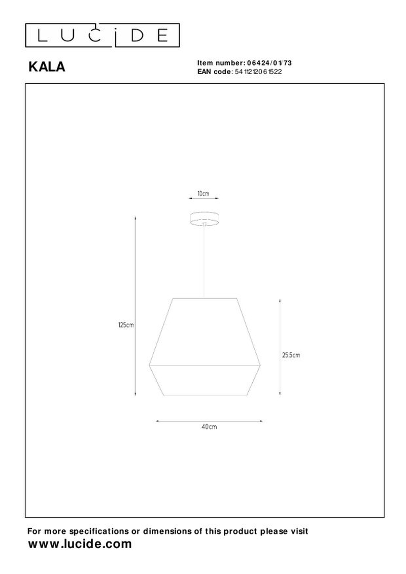 Lucide KALA - Pendant light - Ø 40 cm - 1xE27 - Taupe